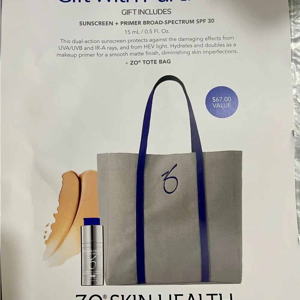 Sold ZO Skin Health-Sunscreen + Primer Broad-Spectrum
SPF 30 +ZO Tote Bag - Picture 7 of 7